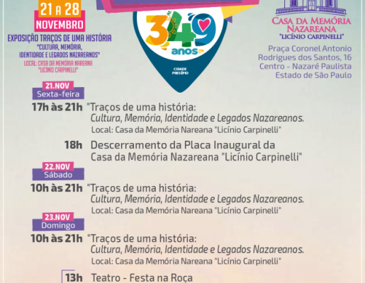 Foto - Nazaré Paulista divulga programação cultural especial em comemoração aos 349 anos do município